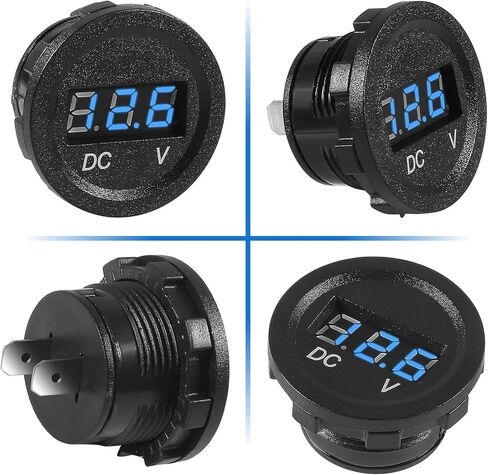 2pcs DC 12V Car Voltage Gauge LED Display Waterproof Voltmeter Digital Round Panel Voltmeter Compatible with Vehicle Motorcycle Truck Camper Caravan ATV UTV Car Boat Marine (Blue) in Saudi Arabia