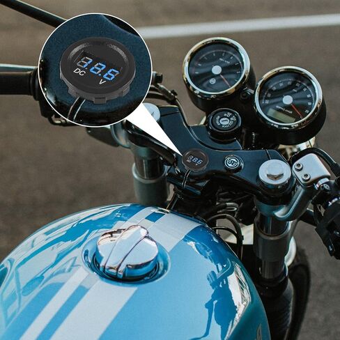 2pcs DC 12V Car Voltage Gauge LED Display Waterproof Voltmeter Digital Round Panel Voltmeter Compatible with Vehicle Motorcycle Truck Camper Caravan ATV UTV Car Boat Marine (Blue) in Saudi Arabia