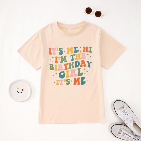 Girls Birthday Shirt Hi Its Me Im The Birthday Girl Tshirt Girls Bday Party Tee Tops Kids Summer Outfit Shirt 5-12Y in Kuwait