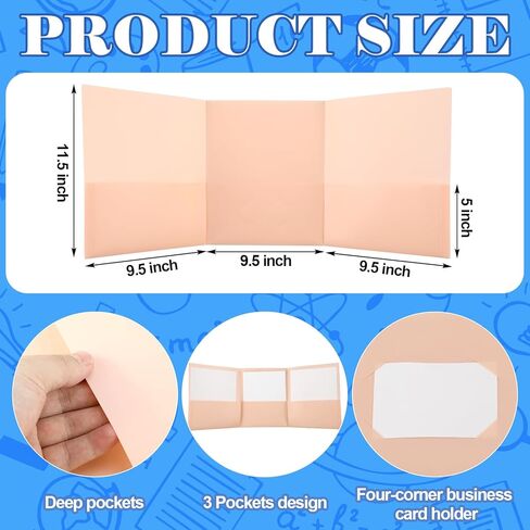 3 Pcs 8.5 x 11 Inch 3 Pocket Tri fold Pocket Folders with Business Card Holder Plastic Pastel 3 Pocket Folder for Letter Size Paper Office Use, 3 Colors(Pastel) in Kuwait