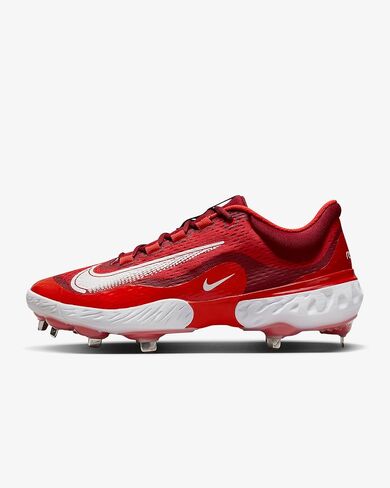 Nike Men's Alpha Huarache Elite 4 Baseball Metal Baseball Cleats Shoes DJ6521, Red/White 2.51 M US, 12.5 in Saudi Arabia