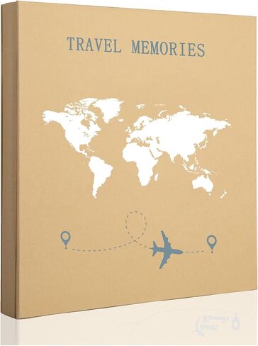 Travel Photo Album 4x6 600 Photos 5 Pictures Per Page, 600 Pockets, Refined Kraft Paper Cover Vacation Photo Album Travel Design World Map Adventure in Saudi Arabia