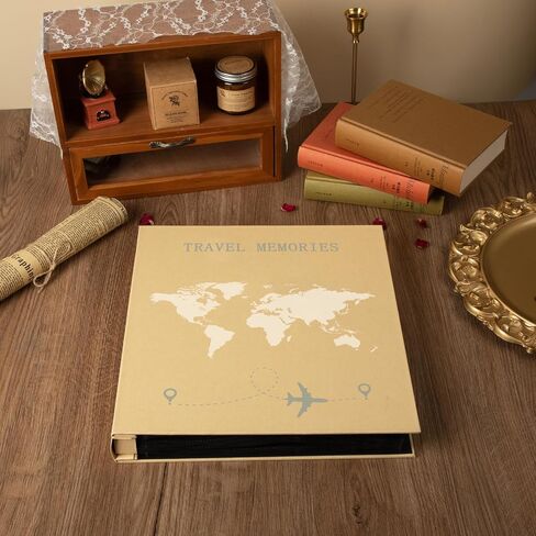Travel Photo Album 4x6 600 Photos 5 Pictures Per Page, 600 Pockets, Refined Kraft Paper Cover Vacation Photo Album Travel Design World Map Adventure in Saudi Arabia