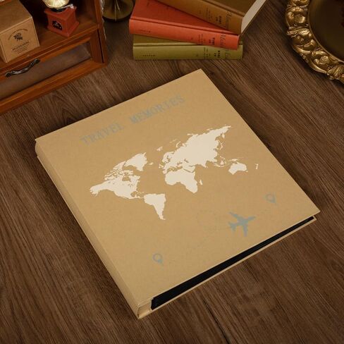 Travel Photo Album 4x6 600 Photos 5 Pictures Per Page, 600 Pockets, Refined Kraft Paper Cover Vacation Photo Album Travel Design World Map Adventure in Saudi Arabia
