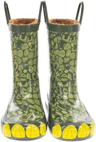 أحذية المطر المطاطية المقاومة للماء والمبطنة بالفرو الصناعي للأولاد من Western Chief باللون Dino، 7/8 (7/8، Dino، numeric_7) in Kuwait