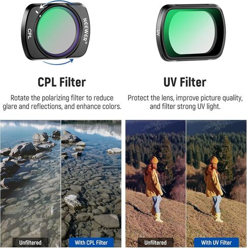 نيوير مجموعة فلاتر مغناطيسية ان دي اند سي بي ال متوافقة مع دي جيه اي اوسمو بوكيت 3، 4 عبوات ND16 ND64 ND256 CPL مستقطبة وذات كثافة محايدة، زجاج بصري HD متعدد الطلاء/ اطار الومنيوم رفيع للغاية in Kuwait