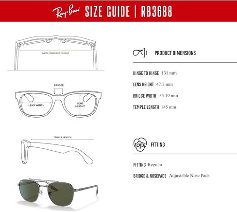 Ray-Ban RB3688 Square Sunglasses for Men for Women + BUNDLE With Designer iWear Complimentary Eyewear Kit in Kuwait