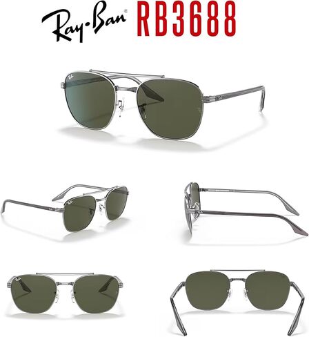 Ray-Ban RB3688 Square Sunglasses for Men for Women + BUNDLE With Designer iWear Complimentary Eyewear Kit in Kuwait
