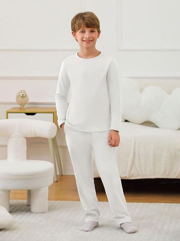 rrhss Boys Fleece Pajama Sets Kids Solid Long Sleeve Sleepwear Pjs 5-14 Years in Saudi Arabia