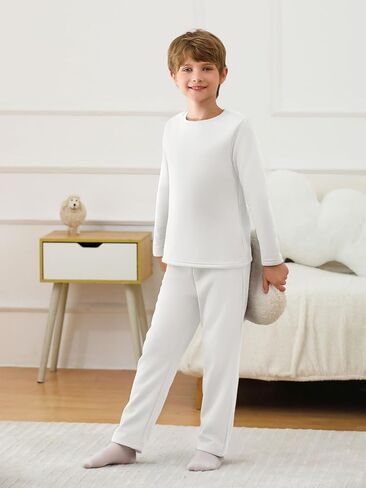 rrhss Boys Fleece Pajama Sets Kids Solid Long Sleeve Sleepwear Pjs 5-14 Years in Saudi Arabia