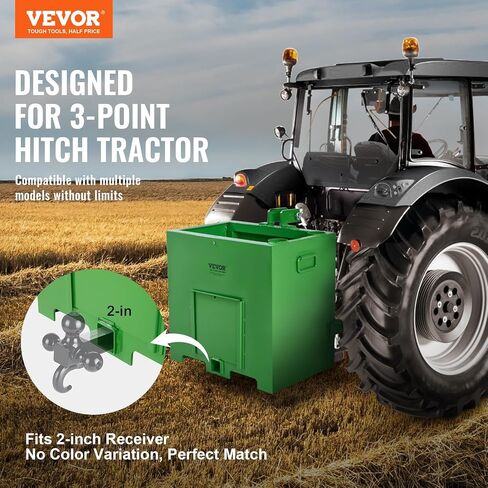 VEVOR Ballast Box 3 Point Category 1 Tractor 800lbs Capacity, Standard 2'' Hitch Receiver, with 5cu.ft Volume, Heavy-Duty Steel, Red in Saudi Arabia