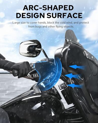 واقيات اليد للدراجة النارية من Benlari، تصميم قطع التابوت لحراس اليد السوداء بمساحة كبيرة متوافق مع Harley Touring Road Glide/Street Glide/Electra Glide/Road King مع قابض هيدروليكي 2014-2024 in Kuwait