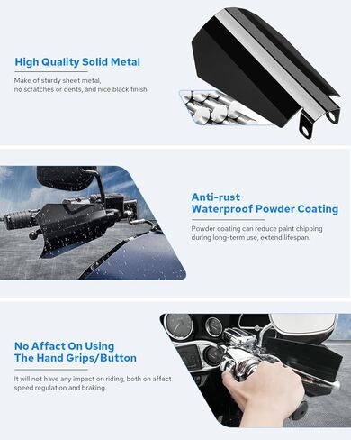 واقيات اليد للدراجة النارية من Benlari، تصميم قطع التابوت لحراس اليد السوداء بمساحة كبيرة متوافق مع Harley Touring Road Glide/Street Glide/Electra Glide/Road King مع قابض هيدروليكي 2014-2024 in Kuwait