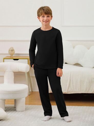 rrhss Boys Fleece Pajama Sets Kids Solid Long Sleeve Sleepwear Pjs 5-14 Years in Saudi Arabia