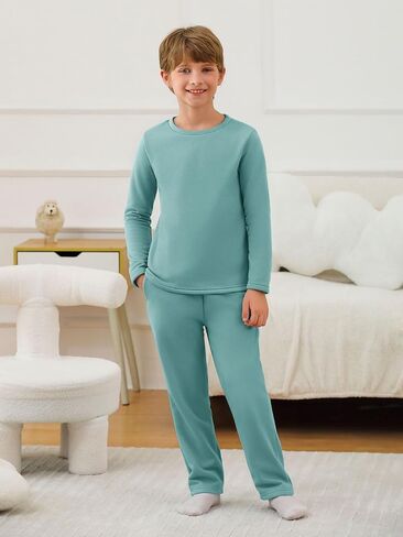 rrhss Boys Fleece Pajama Sets Kids Solid Long Sleeve Sleepwear Pjs 5-14 Years in Saudi Arabia