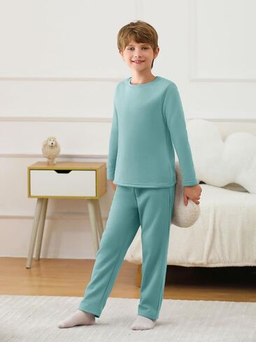 rrhss Boys Fleece Pajama Sets Kids Solid Long Sleeve Sleepwear Pjs 5-14 Years in Saudi Arabia