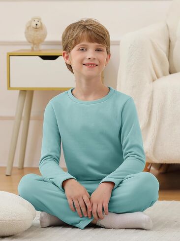 rrhss Boys Fleece Pajama Sets Kids Solid Long Sleeve Sleepwear Pjs 5-14 Years in Saudi Arabia