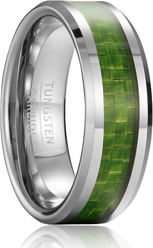 Couple rings for men and women, trendy fashion jewelry, wide 8mm inlaid with colorful tungsten carbide rings, suitable for trendy couples hip-hop parties in Saudi Arabia