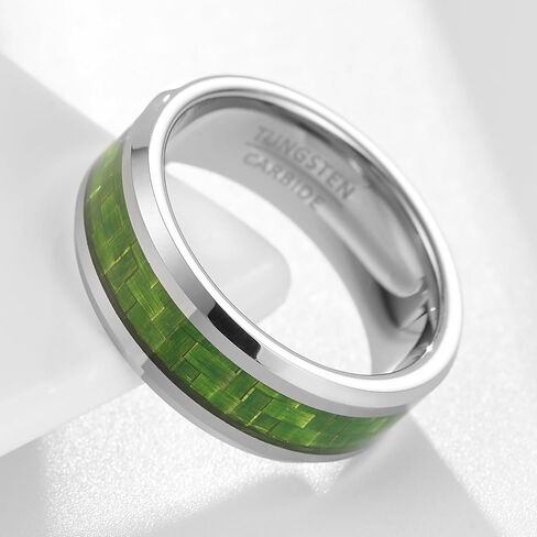 Couple rings for men and women, trendy fashion jewelry, wide 8mm inlaid with colorful tungsten carbide rings, suitable for trendy couples hip-hop parties in Saudi Arabia