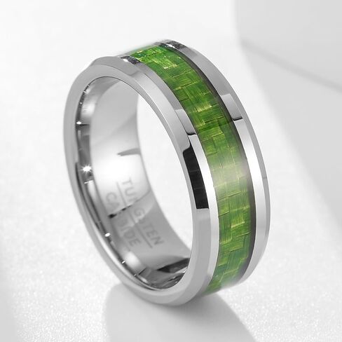 Couple rings for men and women, trendy fashion jewelry, wide 8mm inlaid with colorful tungsten carbide rings, suitable for trendy couples hip-hop parties in Saudi Arabia