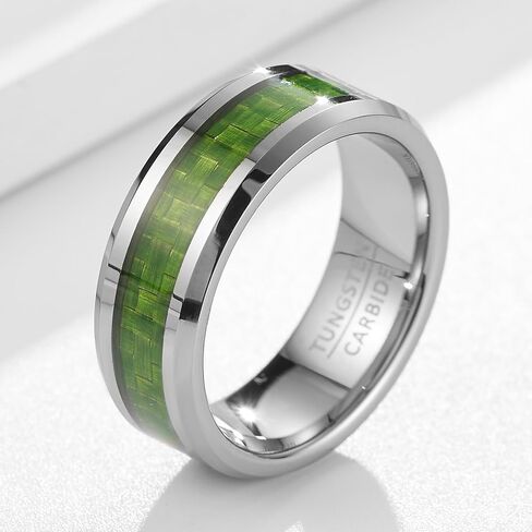 Couple rings for men and women, trendy fashion jewelry, wide 8mm inlaid with colorful tungsten carbide rings, suitable for trendy couples hip-hop parties in Saudi Arabia