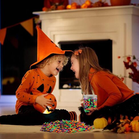 1000 Pieces Halloween Craft Beads Plastic Pony Beads in Orange Green Purple and Black Halloween Round Plastic Beads with Storage Box for Halloween Decoration Craft in Saudi Arabia