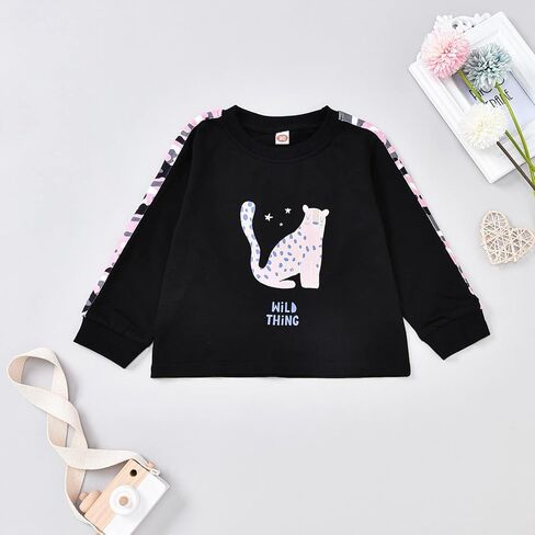HIHA Toddler Girls Clothes Set Long Sleeve Cute Animal Cartoon Pattern Sweatshirts Tops Denim Mini Skirts Outfit Set in Saudi Arabia