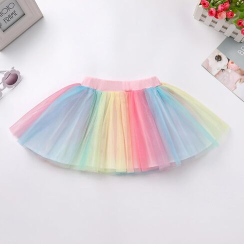 ODASDO Kids Girls 2d 3rd 4th 5th 6th Birthday Party Outfit Short Sleeve T-shirt Tops Rainbow Tutu Skirt 2pcs Set in Saudi Arabia