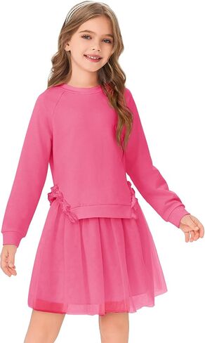Haloumoning Girls Skirt Set Kids Cute Long Sleeve Ruffle Trim Sweatshirt and Tutu Tulle Skirt 2 Piece Outfits in Saudi Arabia
