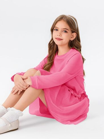 Haloumoning Girls Skirt Set Kids Cute Long Sleeve Ruffle Trim Sweatshirt and Tutu Tulle Skirt 2 Piece Outfits in Saudi Arabia