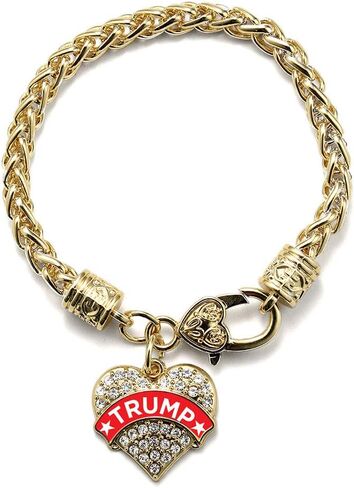 Inspired Silver - Gold Pave Heart Charm Bracelet with Cubic Zirconia Jewelry in Saudi Arabia