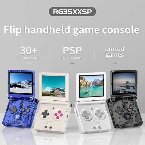 وحدة تحكم ألعاب RG35XXSP Flip Retro، شاشة IPS 3.5 بوصة 640 × 480، بطاقة TF مدمجة سعة 64 جيجابايت، مع بطارية 3300 مللي أمبير في الساعة بنظام Linux وحدة تحكم ألعاب كلاسيكية، تدعم HD ووحدة تحكم ألعاب غير رسمية لإخراج التلفزيون (أزرق) in Saudi Arabia