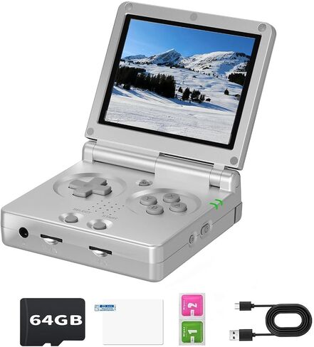 وحدة تحكم ألعاب RG35XXSP Flip Retro، شاشة IPS 3.5 بوصة 640 × 480، بطاقة TF مدمجة سعة 64 جيجابايت، مع بطارية 3300 مللي أمبير في الساعة بنظام Linux وحدة تحكم ألعاب كلاسيكية، تدعم HD ووحدة تحكم ألعاب غير رسمية لإخراج التلفزيون (أزرق) in Saudi Arabia