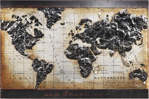 Empire Art Direct Metal, Hand Painted Primo Mixed Media Iron Sculpture, Decor,Ready to Hang,Living Room, Bedroom ＆ Office 3D Wall Art, 48 in. x 2.0 in. x 32 in, World Map 1 in Kuwait