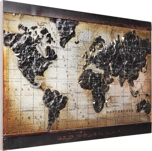 Empire Art Direct Metal, Hand Painted Primo Mixed Media Iron Sculpture, Decor,Ready to Hang,Living Room, Bedroom ＆ Office 3D Wall Art, 48 in. x 2.0 in. x 32 in, World Map 1 in Kuwait