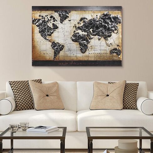 Empire Art Direct Metal, Hand Painted Primo Mixed Media Iron Sculpture, Decor,Ready to Hang,Living Room, Bedroom ＆ Office 3D Wall Art, 48 in. x 2.0 in. x 32 in, World Map 1 in Kuwait