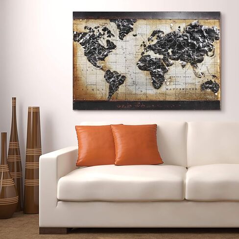 Empire Art Direct Metal, Hand Painted Primo Mixed Media Iron Sculpture, Decor,Ready to Hang,Living Room, Bedroom ＆ Office 3D Wall Art, 48 in. x 2.0 in. x 32 in, World Map 1 in Kuwait