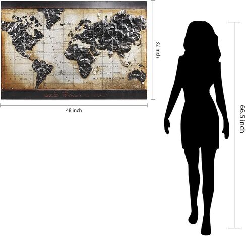 Empire Art Direct Metal, Hand Painted Primo Mixed Media Iron Sculpture, Decor,Ready to Hang,Living Room, Bedroom ＆ Office 3D Wall Art, 48 in. x 2.0 in. x 32 in, World Map 1 in Kuwait