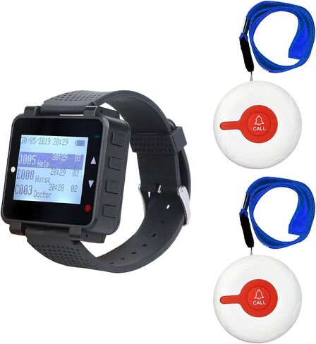 Retekess T128 Caregiver Pager,Life Alert Watch,Medical Alert System,Alert Vibration,656 ft,2 SOS Call Buttons for Elderly,Patient,Disabled in Saudi Arabia