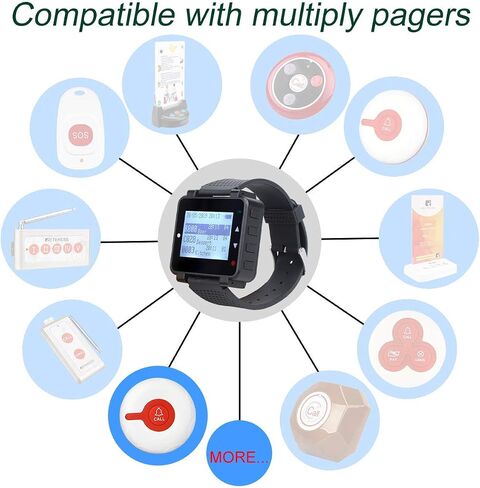 Retekess T128 Caregiver Pager,Life Alert Watch,Medical Alert System,Alert Vibration,656 ft,2 SOS Call Buttons for Elderly,Patient,Disabled in Saudi Arabia