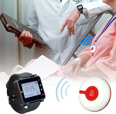 Retekess T128 Caregiver Pager,Life Alert Watch,Medical Alert System,Alert Vibration,656 ft,2 SOS Call Buttons for Elderly,Patient,Disabled in Saudi Arabia