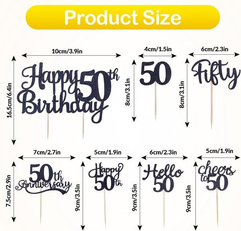 50th Birthday Cake Topper Black Glitter Fifty 50th Birthday Cupcake Toppers 25Pcs Cheers to 50 Years Cupcake Picks 50th Birthday Decorations for Women Men Wedding Anniversary Party Favors in Kuwait
