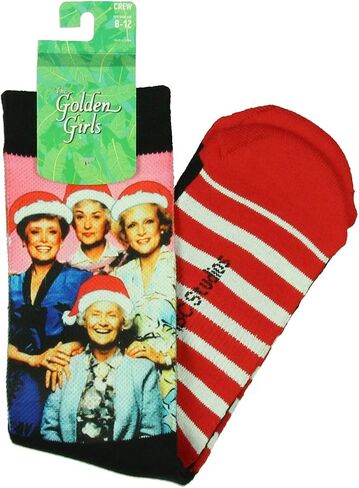The Golden Girls Socks Christmas HolidayDorothy Blanche Rose Sophia Santa Clause Hats Sublimated Crew Socks 1 Pair in Saudi Arabia