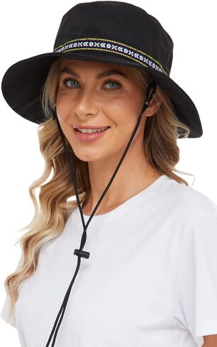 valeria Sun Hat with Tyrolean Tape Water-Repellent UV Protection Safari Hat for Women Outdoor Hat Size Adjustable in Saudi Arabia