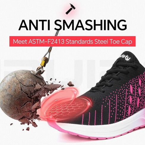 Furuian Steel Toe Shoes for Men Women with Air Cushion Safety Shoes Lightweight Composite Toe Shoes Non Slip Steel Toe Sneakers Indestructible Work Shoes in Kuwait