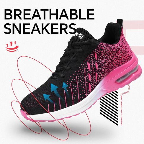 Furuian Steel Toe Shoes for Men Women with Air Cushion Safety Shoes Lightweight Composite Toe Shoes Non Slip Steel Toe Sneakers Indestructible Work Shoes in Kuwait