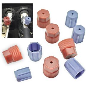 10PCS R134a Cap Air Conditioning Service AC System Charging Port Caps, A/C System Valve Core and Cap Kit, 13mm & 16mm Air Conditioning Cap Replacement for Most Vehicles with R134A A/C System
