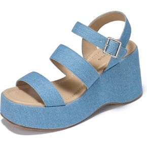ALICEPUB Womens Platform Sandals Comfortable Open Toe Slingback Ankle Strap Flatform Wedge Shoes Summer Walking Sandals