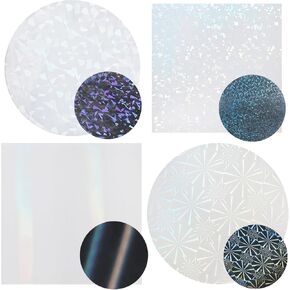Holographic Inlay Silicone Molds, 4 Patterns Epoxy Resin Casting Molds, Holographic Silicone Inserts for Adding Holographic Artwork in Resin, Sealing Wax, Candy, Chocolate