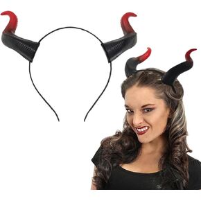 mdgfge Devil Horns Headband Gothic Devil Horn Hairband Cosplay Horn Hair Hoop Halloween Dress Up Hair Accessories for Halloween Party Women Girls Headwear Supplies
